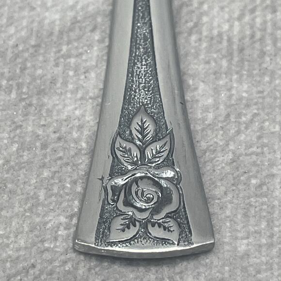 NOS Northland Stainless Korea Pasadena Rose Set of 8 Tea Spoons MCM Flatware - Picture 5 of 7